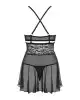 Эротический кружевной комплект с сеточкой Obsessive 838-BAB-1 babydoll & thong black S/M, черный photo 4