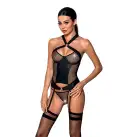 Сітчастий комплект корсет з халтером, підв'язки, трусики Amanda Corset black XXL/XXXL - Passion photo 1