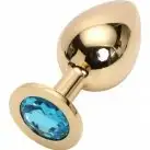 Анальная пробка SWAROVSKI BLUE, золотистая photo 4