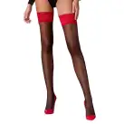 Чулки Passion ST120 3/4 черно-красные, на ажурной силиконовой резинке, с изысканным декором  photo 1