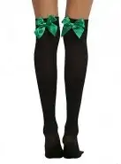 Чулки Leg Avenue LEG6255 B/N.G, черные с зеленым бантом photo 1