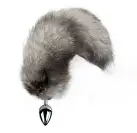 Металева анальна пробка з хвостом із натурального хутра Art of Sex size M Artctic fox photo 1
