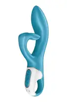 Вібратор-кролик із потрійним відростком Satisfyer Embrace me Turquoise, 2 мотори, діаметр 3,6 см photo 1