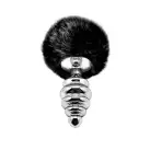 Металева анальна пробка Кролячий хвостик Alive Fluffy Twist Plug L Black, діаметр 3,8 см photo 1