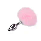 Металева анальна пробка Кролячий хвостик Alive Fluffy Plug S Pink, діаметр 2,8 см photo 1