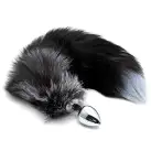 Металева анальна пробка Лісій хвіст Alive Black And White Fox Tail M, діаметр 3,4 см photo 1