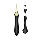 Вагінально-кліторальний вібратор Zalo — Bess Obsidian Black, мультифункціональний із насадками photo 1