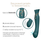 Смартвібратор 3в1 Zalo — Queen Jewel Green, пульсівна перлина та вакуум, кристал Swarovski photo 4