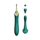 Вагінально-кліторальний вібратор Zalo — Bess Turquoise Green, багатофункціональний із насадками photo 1