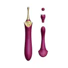 Вагінально-кліторальний вібратор Zalo — Bess Velvet Purple, мультифункціональний із насадками photo 1