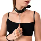 Нашийник з повідцем із натуральної шкіри із заклепками Art of Sex - Jenna Collar with Leash, чорний photo 1