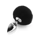Металевий анальний затор М Art of Sex - Metal Butt plug Rabbit Tail, Чорний photo 1