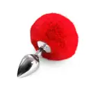 Металевий анальний затор М Art of Sex - Metal Butt plug Rabbit Tail, Червоний photo 1