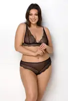 Комплект білизни Passion Amberly Set 4XL/5XL black, ліф, трусики бразиліана, люрексова нитка photo 1
