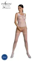 Бодистокинг Passion ECO BS001 One Size white, с доступом, имитация подвязок, флористический декор photo 1