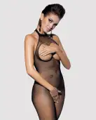 Бодистокинг из мелкой сетки с открытой грудью и доступом Obsessive Bodystocking N101 S/M/L, черный photo 1