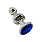 Металева анальна пробка Wooomy Lollypop Double Ball Metal Plug Blue L діаметр 3,5 см, довжина 10,5см photo 1