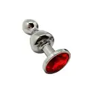 Металева анальна пробка Wooomy Lollypop Double Ball Metal Plug Red M, діаметр 3,1 см, довжина 9,4 см photo 1