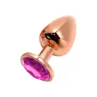 Металева анальна пробка Wooomy Tralalo Rose Gold Metal Plug Magenta L, діаметр 4 см, довжина 9 см photo 1