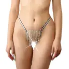 Трусики зі стразовим ланцюгом Art of Sex - Lea, розмір L-2XL, Срібло/Чорний photo 1