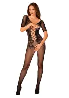 Сітчастий бодістокінг з квітковим малюнком Obsessive Bodystocking F238 S/M/L, black, з доступом photo 1