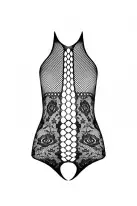 Бодистокинг с имитацией корсетной шнуровки Passion BS094 One Size, black, цветочный узор, с доступом photo 3