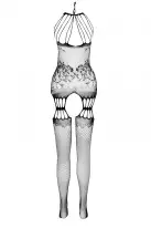 Бодистокинг с множеством бретелей Passion BS095 One Size, black, имитация пояса и чулок, с доступом photo 4