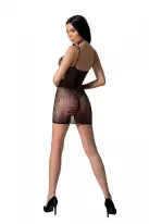 Ажурна мінісукня на тонких бретелях Passion BS096 One Size, black, плетіння на грудях photo 2