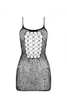 Ажурна мінісукня на тонких бретелях Passion BS096 One Size, red, плетіння на грудях photo 3