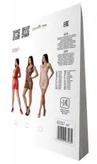 Мини-платье с вертикальным узором Passion BS097 One Size, red, плетение по бокам photo 7