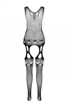 Бодистокинг с плетением на груди Passion BS099 One Size, red, открытый доступ, имитация подвязок photo 4