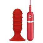 Анальний корок Menzstuff Ribbed Torpedo Vibr. 4inch, червоний photo 1