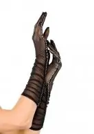 Рукавички SHEER MESH RUCHED ELBOW LENGTH BLACK photo 1