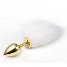 Золотистая анальная пробка с пушистым хвостом, маленькая photo 1