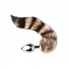 Большая серебристая анальная пробка с пушистым хвостом photo 1