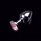 Малая серебристая анальная пробка с кристаллом photo 1
