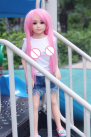 Миниатюрная секс-кукла с розовыми волосами, 100 см  photo 2