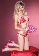 Комплект белья RUFFLE TRIMMED FLORAL LACE PINK photo 1