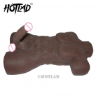 Силиконовый мастурбатор с большим фаллоимитатором с темной кожей photo 1