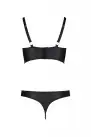 Комплект з екошкіри Passion Malwia Bikini 6XL/7XL black, з люверсами та ремінцями, бра, трусики photo 4