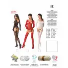 Бодистокинг Passion BS055 black, комбинезон, имитация чулок и пояса, длинный рукав, закрытое плечо photo 8