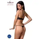 Комплект білизни QUENTRIS BIKINI black L/XL - Passion Exclusive, стрінги і напіввідкритий ліф photo 2