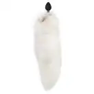 Силіконова анальна пробка з хвостом із натурального хутра Art of Sex size M White fox photo 2