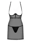 Прозрачная сорочка с открытой грудью Obsessive Pearlove chemise & thong black S/M, трусики photo 3
