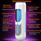 Мастурбатор Leten, USB заряджання, 10 режимів photo 3