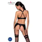 Сітчастий набір: бюстгальтер з халтером, трусики та пояс для панчох Amanda Set black L/XL - Passion photo 2