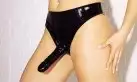 Трусы латексные со страпоном и внутренним стимулятором IN/OUT PANTY BLACK SMALL photo 1