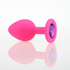 Силиконовые анальные пробки со стразом, цвет розовый, 3 шт. photo 1