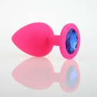 Силиконовые анальные пробки со стразом, цвет розовый, 3 шт. photo 6