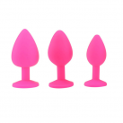 Силиконовые анальные пробки со стразом, цвет розовый, 3 шт. photo 5
